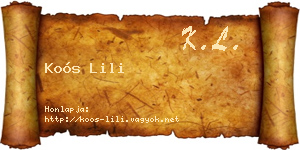 Koós Lili névjegykártya